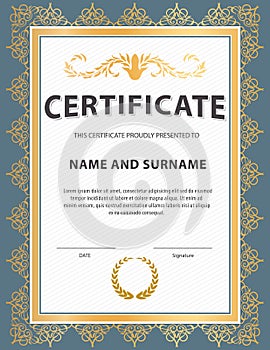 Certificate template, diploma, Letter size , vector
