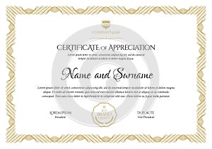 Certificate template. Diploma of modern design or gift certificate.