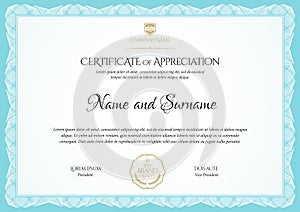 Certificate template. Diploma of modern design or gift certificate.