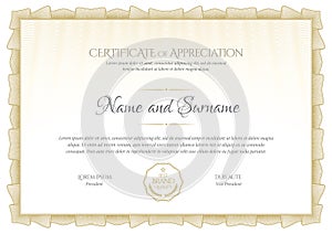 Certificate template. Diploma of modern design or gift certificate.