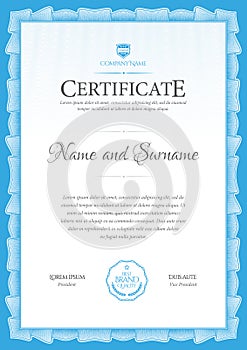 Certificate template. Diploma of modern design or gift certificate.