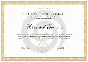 Certificate template. Diploma of modern design or gift certificate