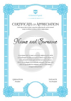 Certificate template. Diploma of modern design or gift certificate