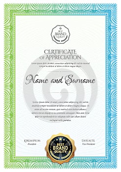 Certificate template. Diploma of modern design or gift certificate.