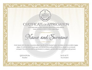 Certificate template. Diploma of modern design or gift certificate.