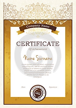 Certificate template in Eastern style.