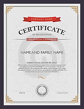 Certificate template and element. photo