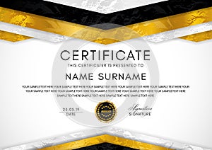 Certificate template with geometry frame and gold badge