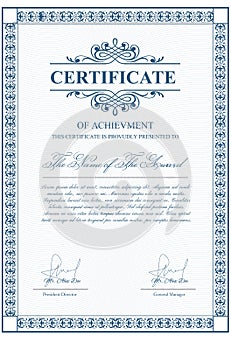 Certificate template with guilloche elements.