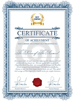 Certificate template with guilloche elements. photo