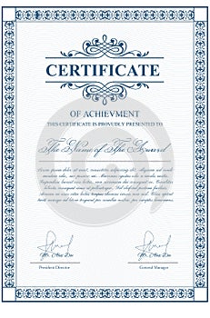 Certificate template with guilloche elements. photo