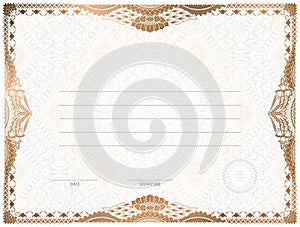 Certificate template with guilloche elements photo