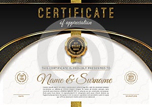 Certificate template with luxury golden elements. Diploma template design.