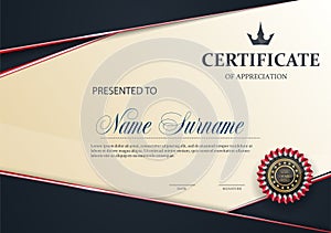 Certificate template with Luxury RED elegant pattern, Diploma design graduation, award, success.