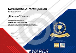 Certificate template sport theme with border frame, Diploma design