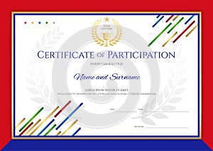 Certificate template in sport theme with sport color stripe them