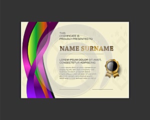 Certificate template with texture dynamic wave vibrant concept