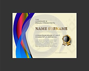 Certificate template with texture dynamic wave vibrant isolated