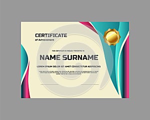 Certificate template with texture modern vibrant background