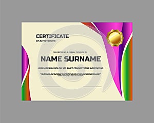 Certificate template with texture modern vibrant concept