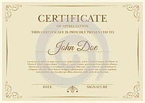 Certificate template in vector for achievement graduation completion