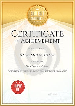 Certificate template in vector for achievement graduation completion