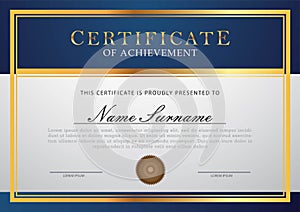Certificate template vector gold ornament
