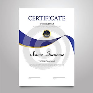 Certificate Template - vertical elegant vector document