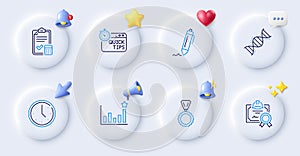 Certificate, Time and Efficacy line icons. For web app, printing. Vector