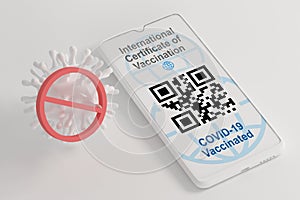 Certificate Of Vaccination, QR code on mobile phone