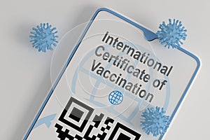 Certificate Of Vaccination, QR code on mobile phone