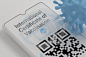 Certificate Of Vaccination, QR code on mobile phone