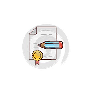 Certificate vector line flat icon