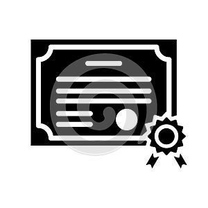 Certificate vector icon. License badge illustration sign or symbol.