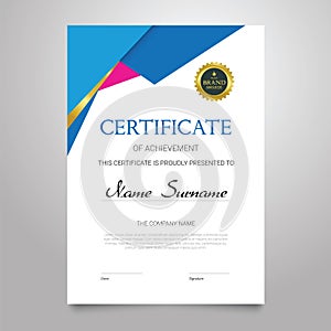 Certificate - vertical elegant vector document