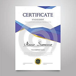 Certificate - vertical elegant vector document