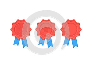 Certificate wax seal. Vector illustration. Flat design