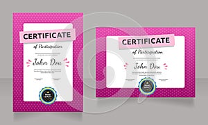 Certificates of participation design template set