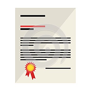 Certification or diploma with red ribbon