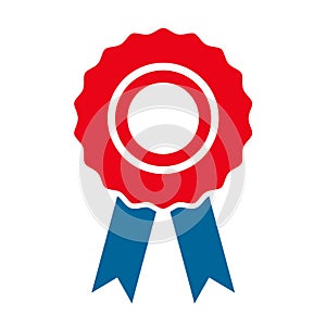 Certification seal award icon, symbol. Ribbon stamp symbol vector isolated