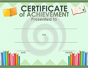 Certification template with many books
