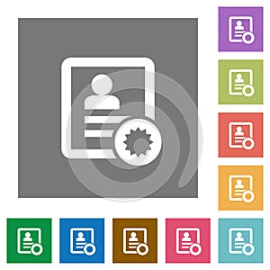 Certified contact square flat icons