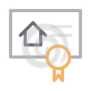 Certified home thin color line vector icon