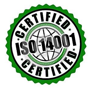 Certified ISO 14001 label or sticker