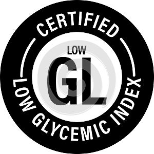 `certified low glycemic index` vector icon,