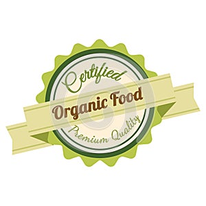 Certified organic label. Vector illustration decorative design