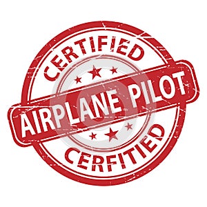 Certified pilot rubber stamp, vector illustration