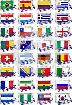 Certified postage stamps with flags