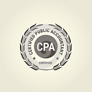 Certified public accountant emblem, CPA bookkeeper stamp, accounting badge vector