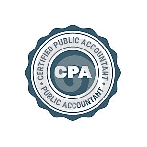 Certified public accountant sign or stamp, CPA bookkeeper seal, accounting